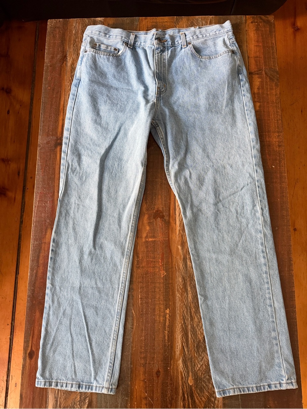 George Men’s 38x32 Light Wash Regular Fit Straight Leg Blue Jeans | SKU 0581